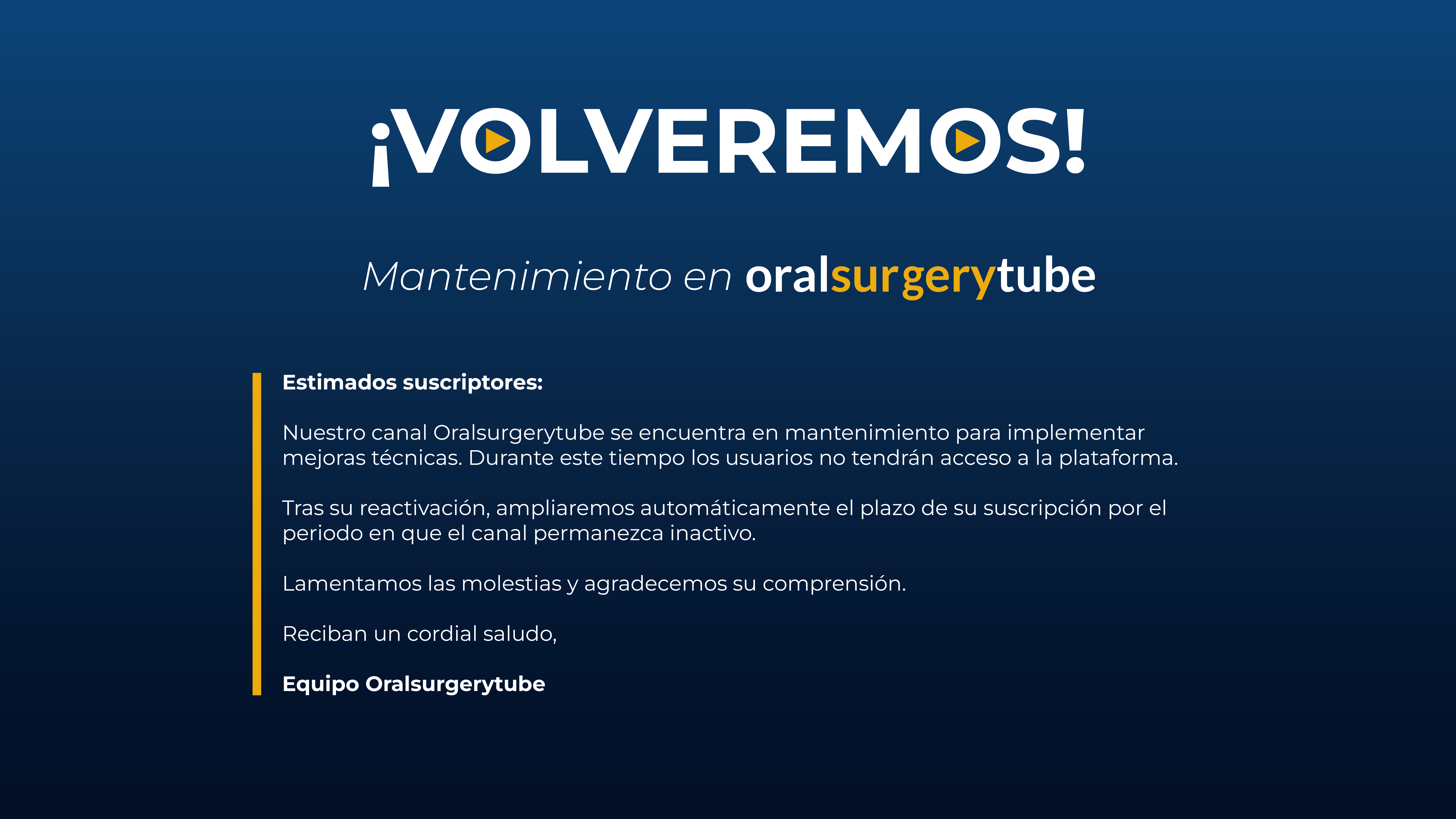 Banner - Oralsurgerytube: Mantenimiento programado